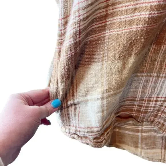 MADEWELL Slub Flannel Plaid Sunday Shirt in Earthen Sand sz‎ S - Picture 3 of 7